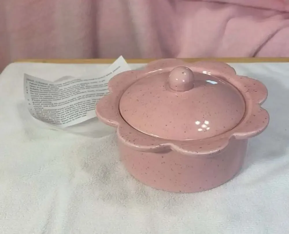 Target Bullseye's Playground Pink Speckled Flower Ceramic Pot With Lid
